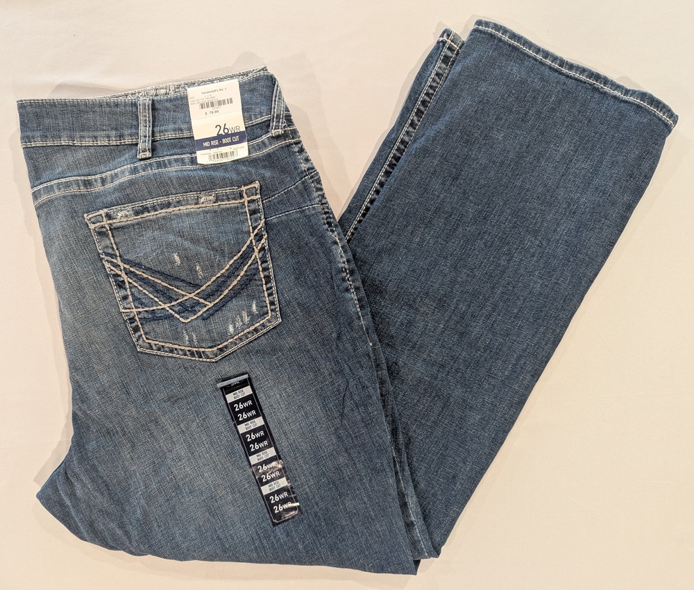 Ariat Jeans Womens 26W Blue Med Wash Mid Rise Bootcut Embroidered Distressed